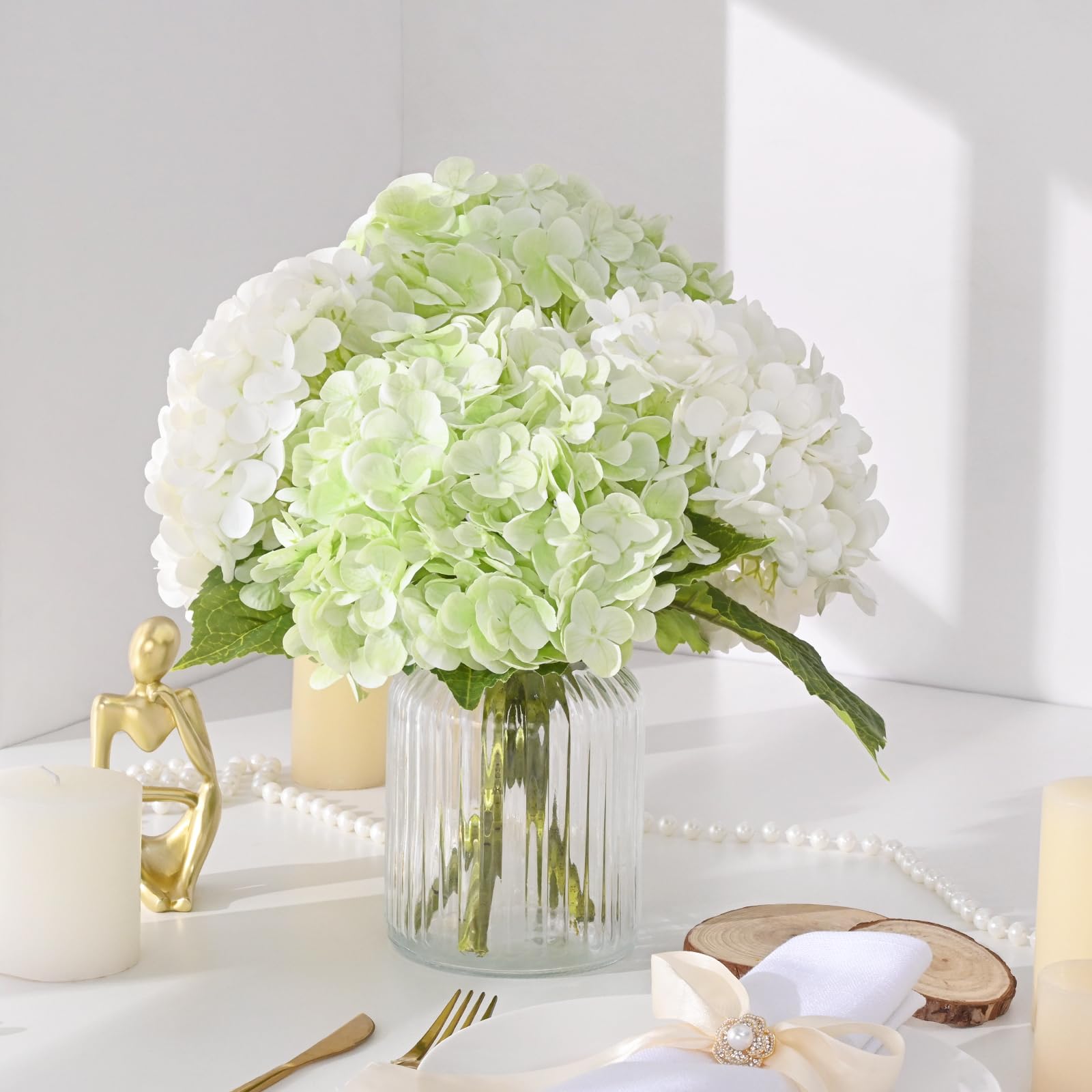 Martine Mall 4Pcs 21In Hydrangea Artificial Flowers, Latex Real Touch Hydrangeas Lifelike Large Hydrangea Flowers For Home Decor