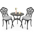 Nuu Garden 3 Piece Outdoor Bistro Table Set, All Weather Cast Aluminum Patio Bistro Sets Patio Table And Chairs Set Of 2 With Umbrella Hole For Yard, Garden, Balcony, Black