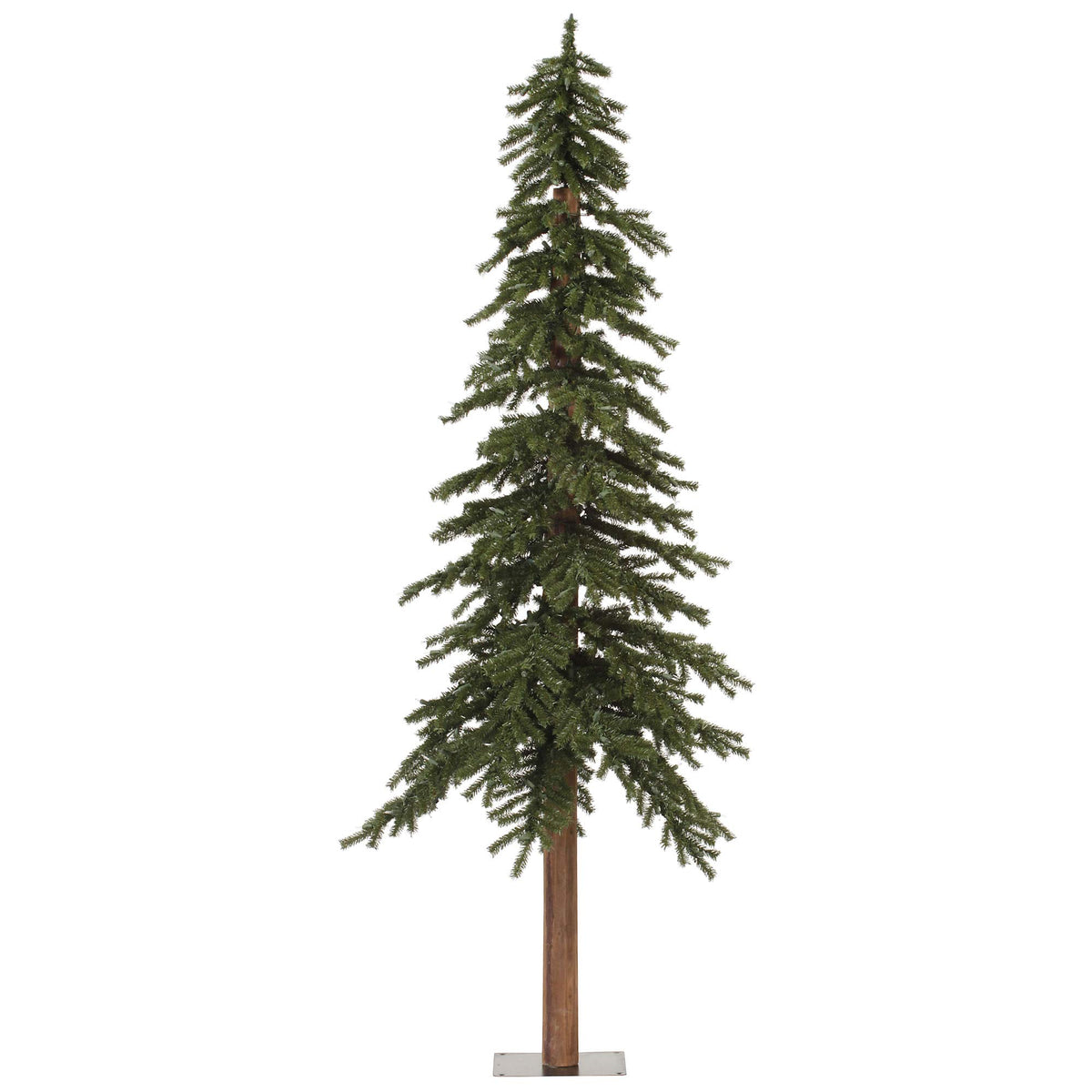 Vickerman 7 Natural Alpine Artificial Christmas Tree, Unlit  Faux Christmas Tree  Seasonal Indoor Home Decor  Metal Stand In
