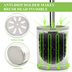 Aonez Compact Toilet Brush & Holder, Stainless Steel Handle, Space Saving For Storage, Deep Cleaning, Drip-Proof, Easy To Assemb