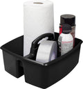 Storex 2-Compartment Large Caddy - Multipurpose Classroom Organizer With Handle, Black, 1-Pack (00973A06C)