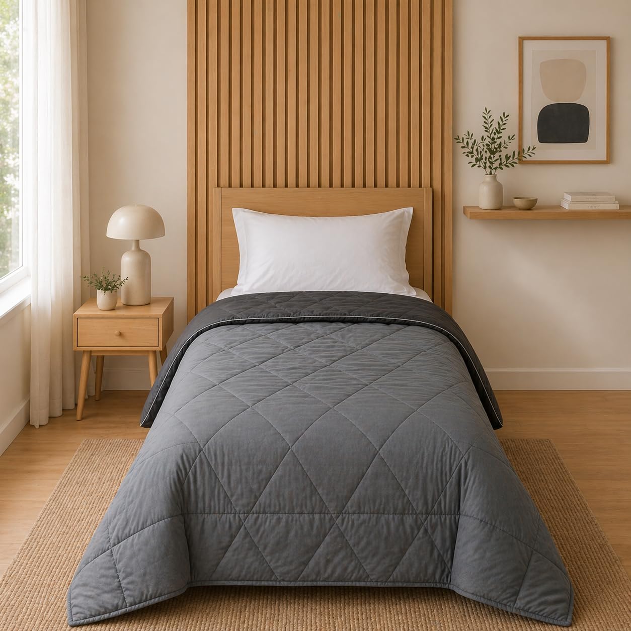 Kraygo Microfibre Reversible Comforter For Single Bedand Softtouch Ac Quilt Blanket For All Season ColorGrey