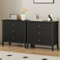 RoyalCraft 3 Drawer Dresser Set of 2, Fluted Chest of Drawers with Storage, Modern Painted 30 inch Tall Nightstand for Bedroom L