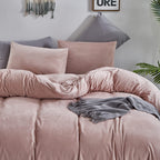 Clothknow Pink Velvet Comforter Set King 3Pcs Blush Fluffy Bedding Comforter Sets Soft Comforter Dusty Blush Comforter Sofy Pink King Size Comforter Set