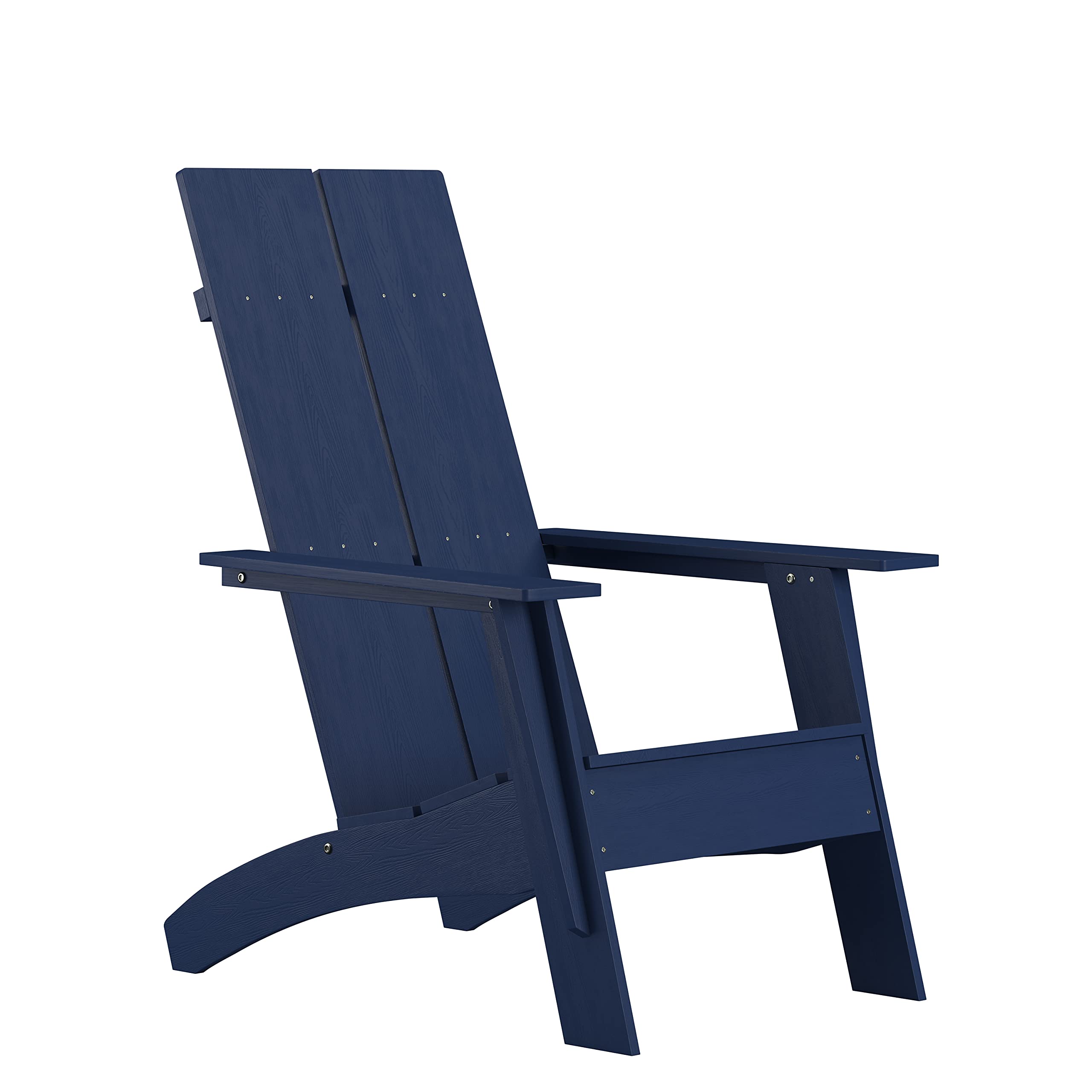 Flash Furniture Sawyer Modern Commercial 2-Slat Back Adirondack Chair - Navy Blue Commercial All-Weather Poly Resin Lounge Chair