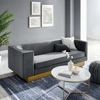 Modway Eminence Upholstered Velvet Sofa With Gray Finish Eei-5016-Gry