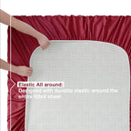 Nestl Full Size Sheet Sets - 4 Piece Full Size Sheets, Deep Pocket, Hotel Luxury, Extra Soft, Breathable And Cooling, Burgundy Red Bed Sheets For Full Size Mattress