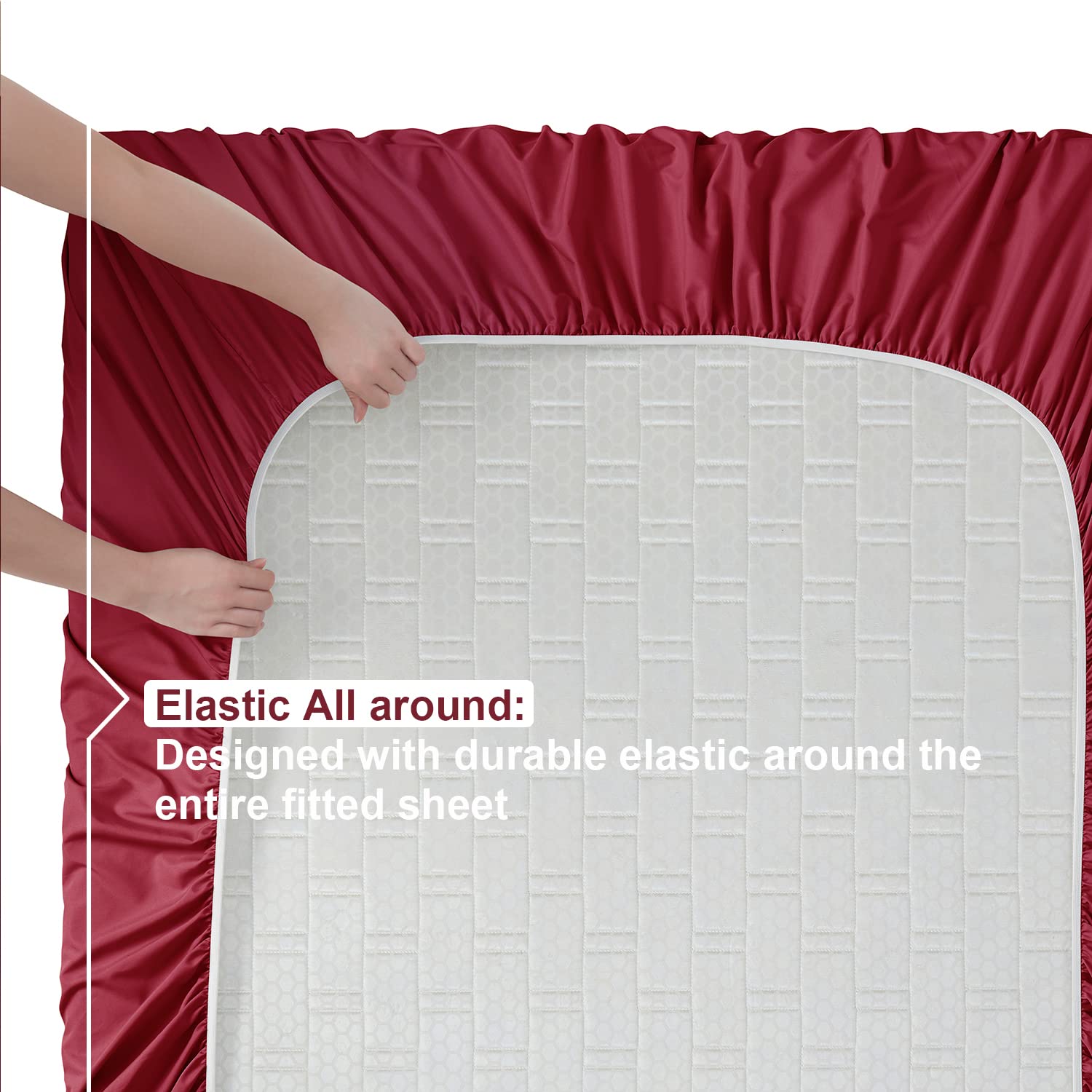 Nestl Full Size Sheet Sets - 4 Piece Full Size Sheets, Deep Pocket, Hotel Luxury, Extra Soft, Breathable And Cooling, Burgundy Red Bed Sheets For Full Size Mattress