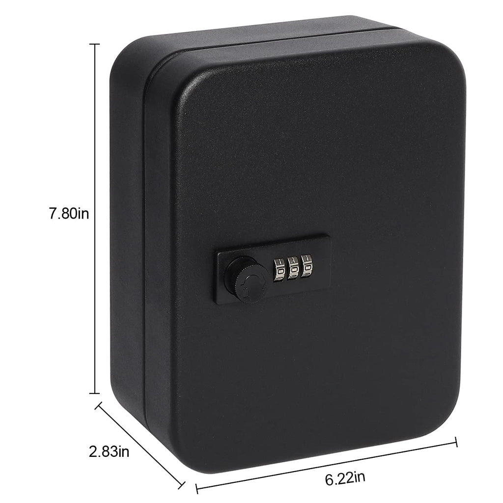 Secure Key Box With Combination Lock, Decaller Key Cabinet Wall Mount Lock Box With 20 Hooks, 7 4/5' X 6 1/5' X 2 4/5'