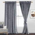 Jiuzhen Grey Velvet Curtains 84 Inches For Living Room - Soft Retro Blackout Velvet Drapes Rod Pocket Room Darkening Thermal Ins