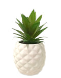 White Porcelain Pineapple Ananas Faux Plant Potted Artificial Succulent 7.8 Home Office Bathroom Tabletop Shelf Kitchen Decorati