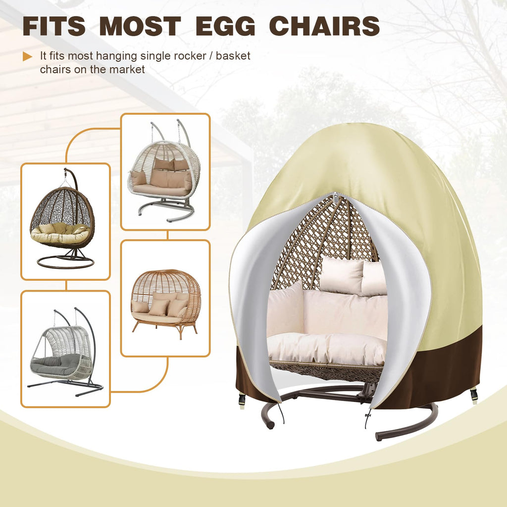 Boyspringg Patio Egg Chair Cover 91X80 Inches, Extra Large Double Egg Chair Cover For Outdoor Furniture, Swing Standing Egg Chair Cover Waterproof