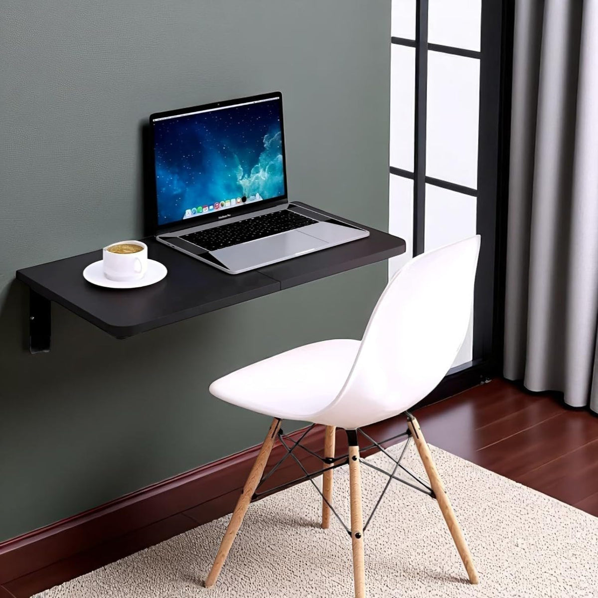 Creative Skills Floating Desk For Home, Office, Study, Kitchen, And Dinner Computer Bar Laundry Room Wall Mounted Folding Table