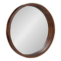 Kate and Laurel Hutton Round Decorative Modern Wood Frame Wall Mirror, 22 Inch Diameter, Walnut Finish