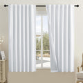 Dualife White Curtains 63 Inch Length For Bedroom Back Tab Pocket Burlap Farmhouse Style Noise Reducing Sun Blocking Drapes For