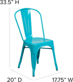 Commercial Grade 31.5 Square Blue Metal Indoor-Outdoor Table Set with 4 Stack Chairs