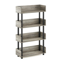 Furinno Turn-N-Tube 4-Tier Toolless Display Rack, French Oak/Black