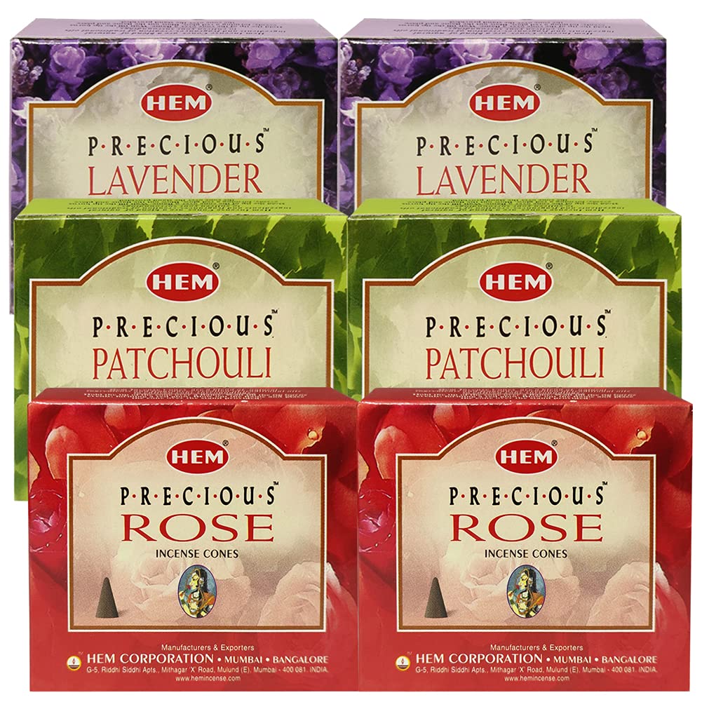 Lavender Patchouli Rose Incense Cones & Holder Bundle Variety Pack From Hem Trumiri Insense Insence