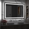 Amorho 40x 30 LED Bathroom Mirror with Black Frame, Front Light and Backlit(Controlled Separately), Stepless Dimmable, Anti-Fog,