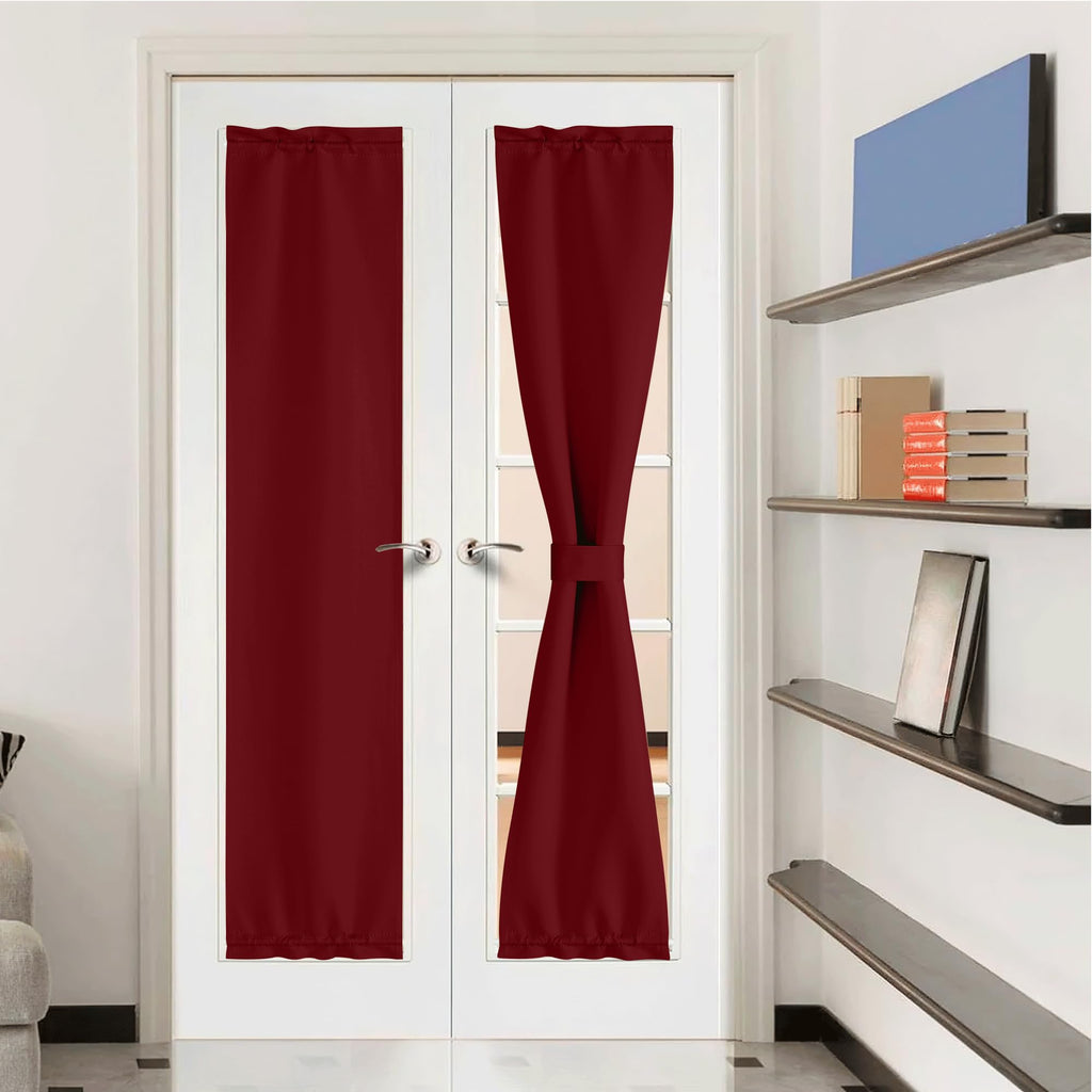 Nicetown Sidelight Door Curtains - Thermal Insulated Blackout Front Door Window Curtains For French Door Small Shade For Side Door Patio Glass Door, Burgundy Red, W12 X L72 Inch, 1 Panel
