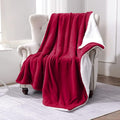 Bsb Home Polyester Micromink Winter Blanket Sherpa Super Soft Flannel Solid/Plain Dohar/Comforter/Rajaai, Dark Red, Size 220 X 2