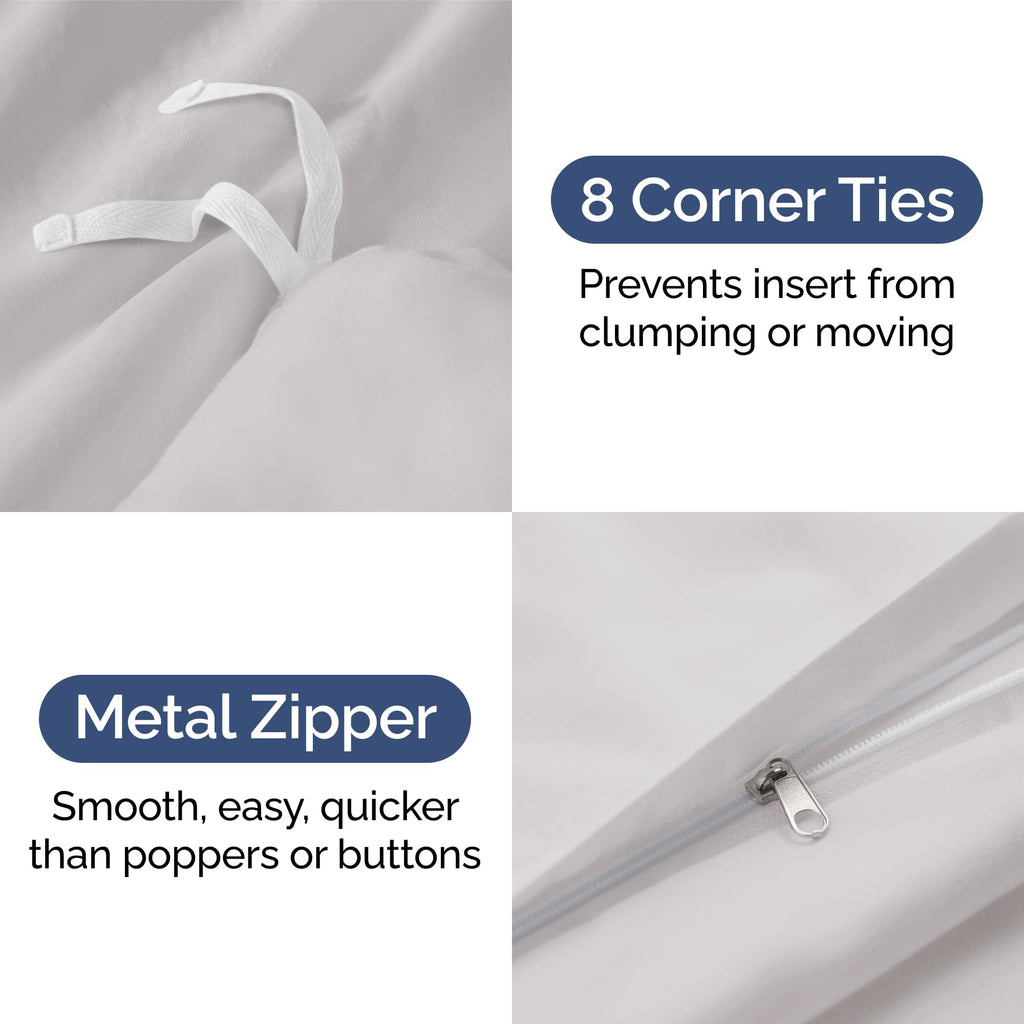 Duvet Cover Full Size Set - Extra Soft Full Size Duvet Cover - 80' X 90' Full Duvet Cover W/ 2 Pillow Shams - Easy Care & Fade Free - Hotel Luxury Duvet Cover W/ Zipper Closures & Ties (French Grey)