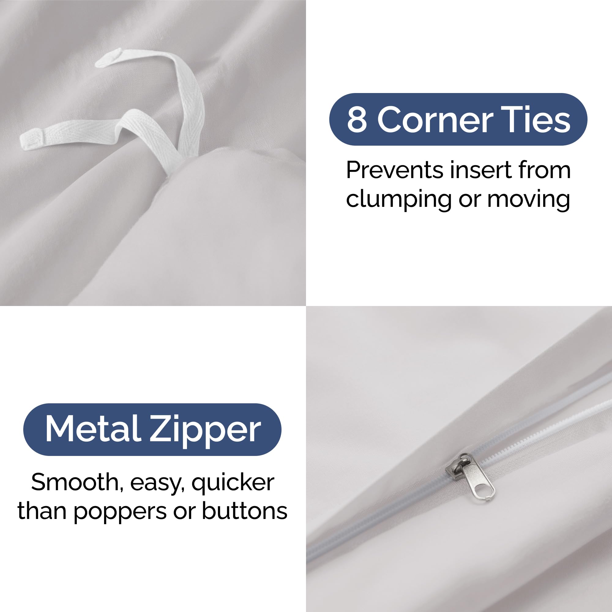 Duvet Cover Full Size Set - Extra Soft Full Size Duvet Cover - 80' X 90' Full Duvet Cover W/ 2 Pillow Shams - Easy Care & Fade Free - Hotel Luxury Duvet Cover W/ Zipper Closures & Ties (French Grey)