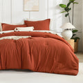 Litanika Oversized King Comforters Burnt Orange Super King Size, 3 Pieces Lightweight Solid Bedding Comforter Set, All Season Fl