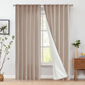 Jinchan Linen Blend Curtains 96 Inch Long For Living Room Farmhouse Rod Pocket Back Tab Light Filtering Window Drapes With Lined For Bedroom Taupe 2 Panels