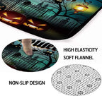 Nbvko Halloween Castle Pumpkin Waterproof Shower Curtain,With Non-Slip Rugs,Toilet Lid Cover And Bath Mat,Bathroom Shower Decor