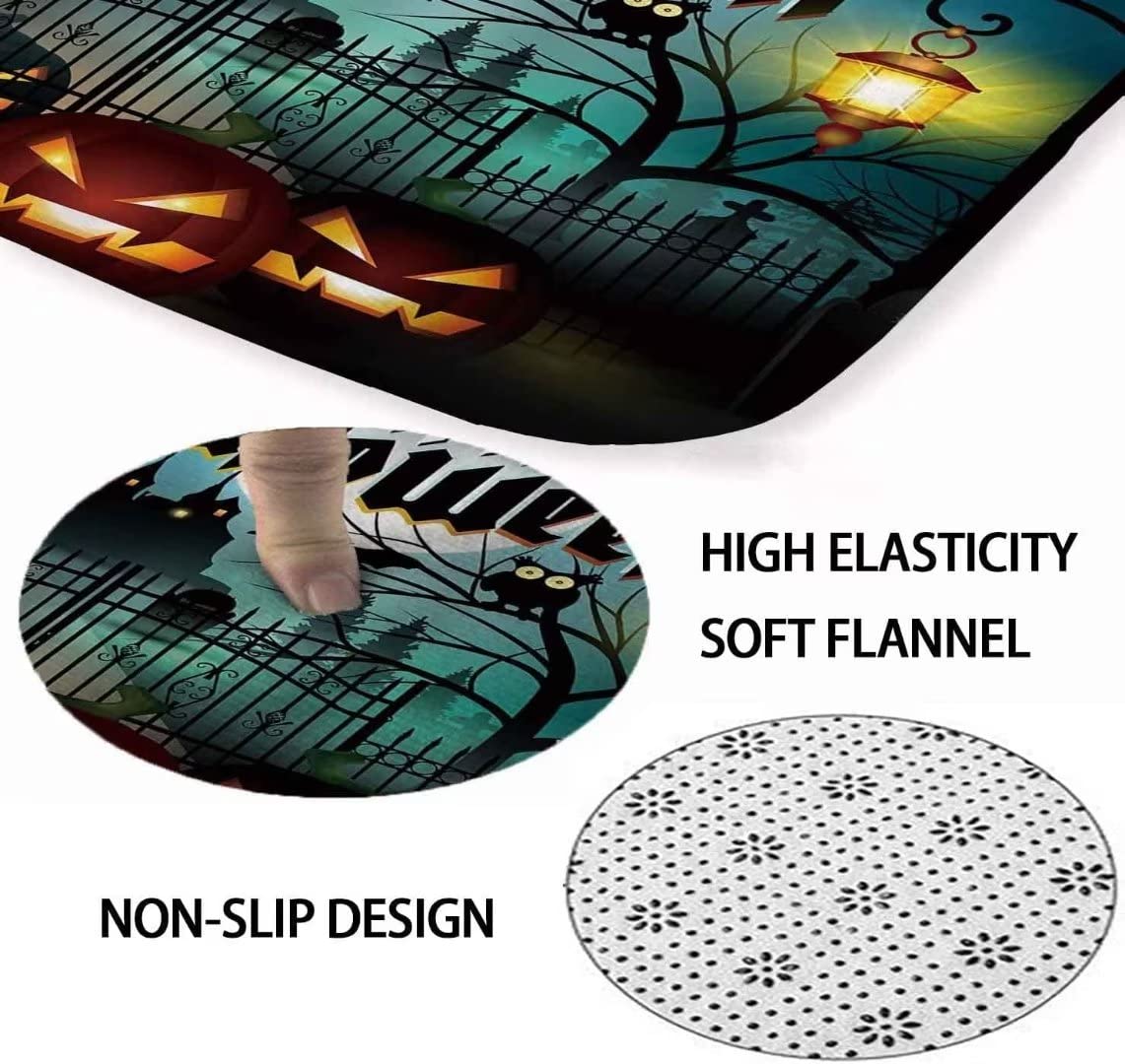 Nbvko Halloween Castle Pumpkin Waterproof Shower Curtain,With Non-Slip Rugs,Toilet Lid Cover And Bath Mat,Bathroom Shower Decor
