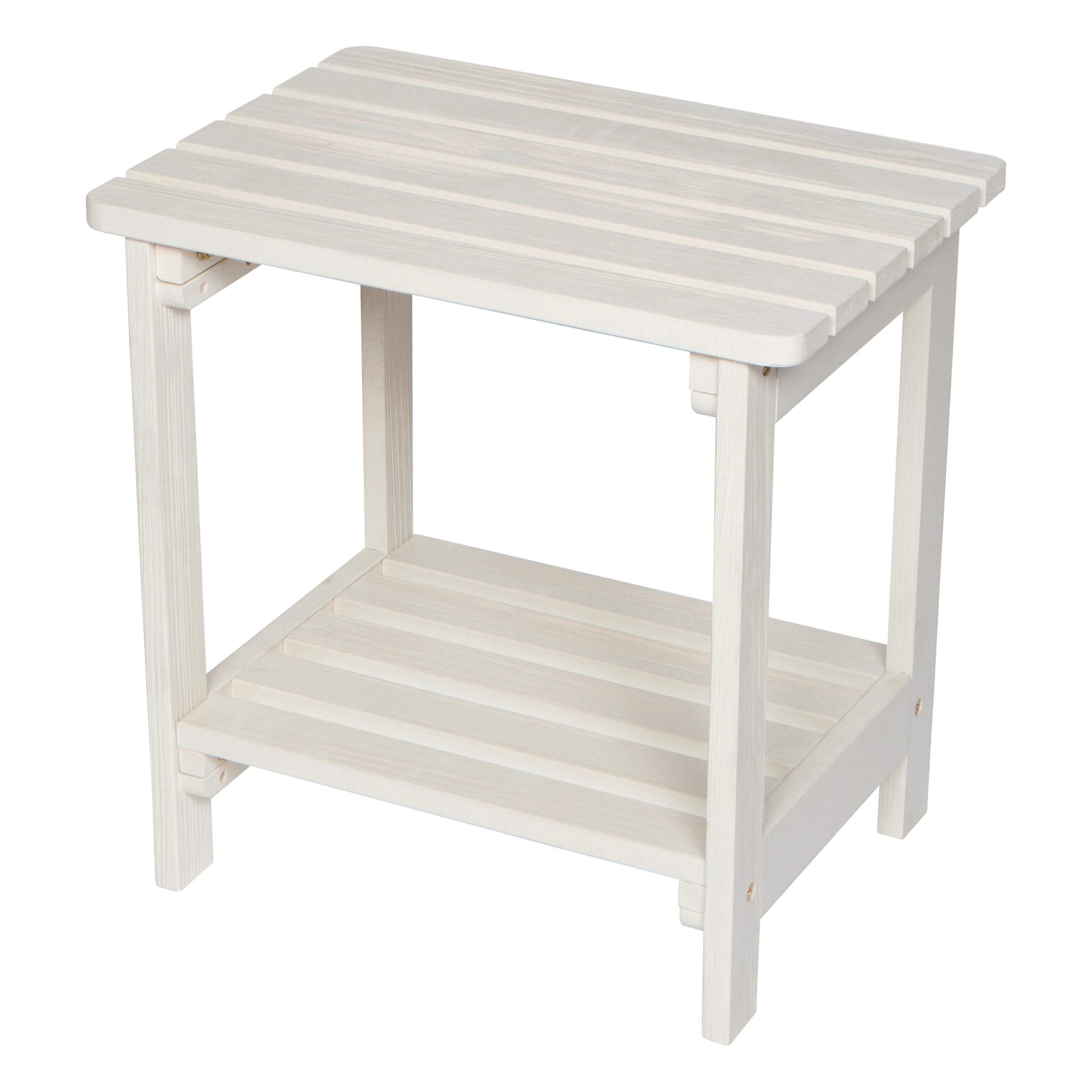 Shine Company Providence Rectangular Solid Wood Side Table, Outdoor Adirondack Patio Table, Eggshell White