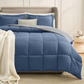 Homelike Moment Queen Comforter Set Blue/Grey, Lightweight Reversible Comforters Queen Size Set, Soft Down Alternative Bed Comfo
