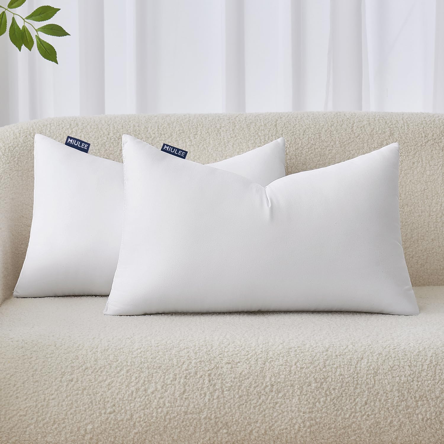 Miulee 12X20 Inches Pillow Inserts Pack Of 2, Decorative Throw Pillow Inserts For Couch
