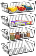 Shiok Decor Under Shelf Basket, 4 Pack Storage Shelf Wire Basket Organizer, Slides Under Shelves For Storage_(Black)