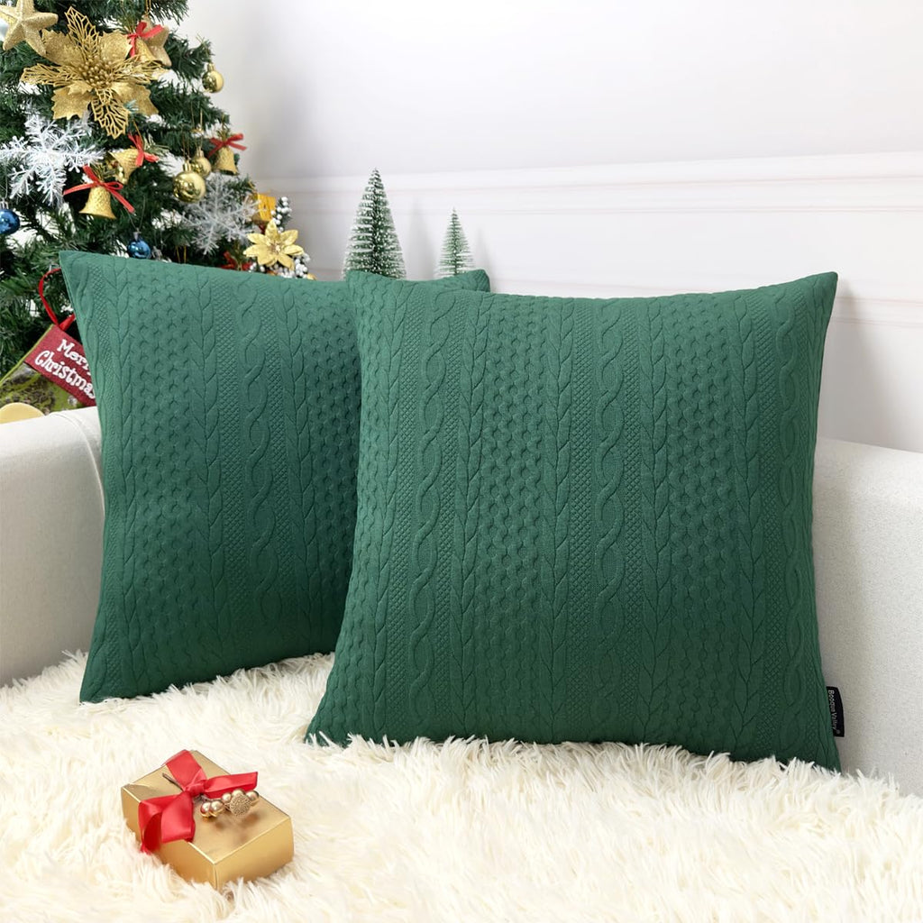 Booque Valley Throw Pillow Covers, Pack of 2 Christmas Green Cushion Covers Super Soft Modern Holiday Decorative Pillow Cases fo