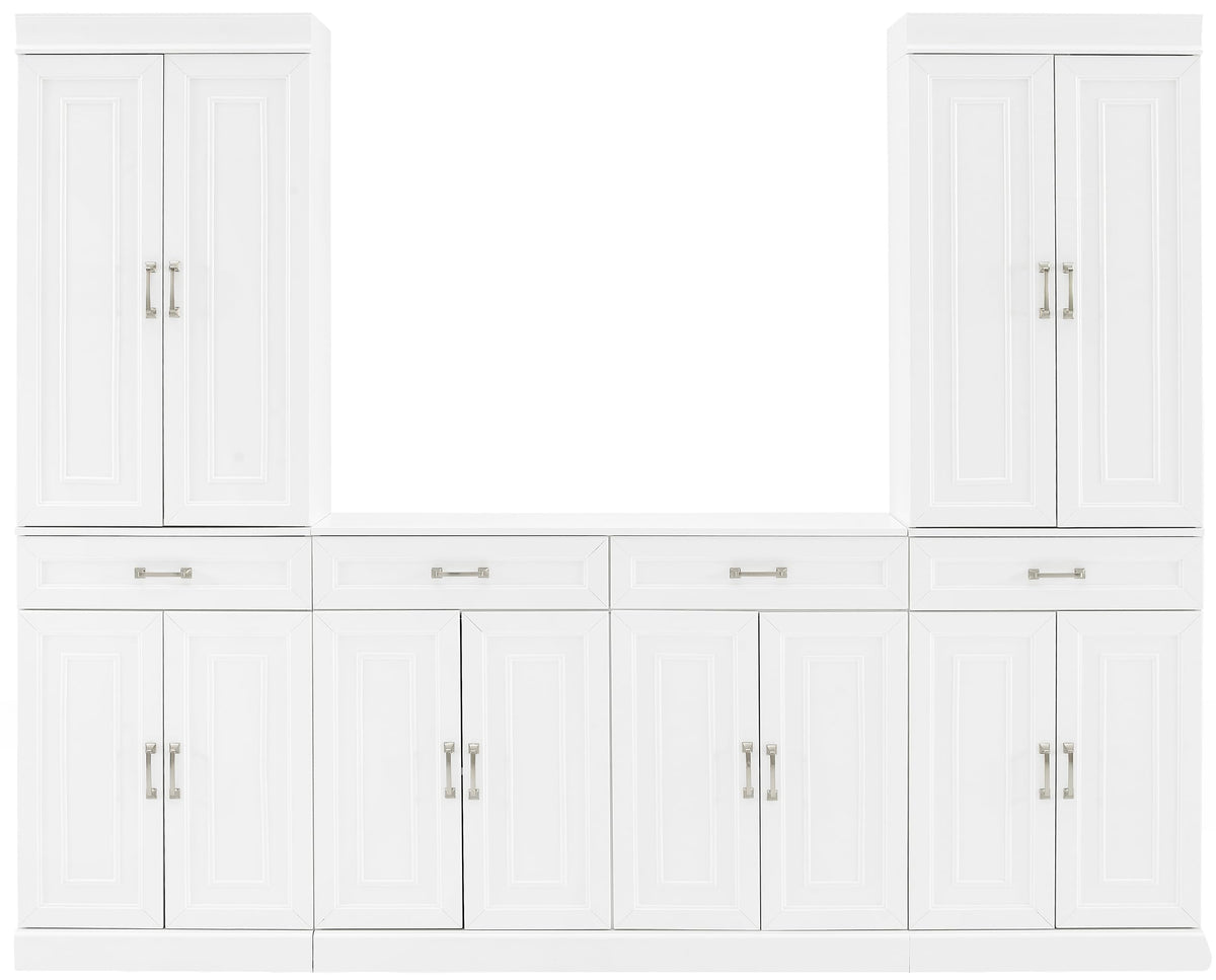 Crosley Furniture Stanton 3-Piece Traditional Sideboard Buffet Cabinet and Kitchen Storage Pantry Set, White