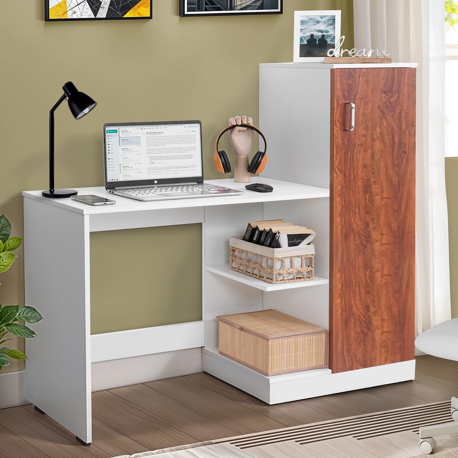 About Space Study Table With CabinetComputer Table With Bottom Storage Space Diy Engineered Wood Office Desk With Adjustable Sh