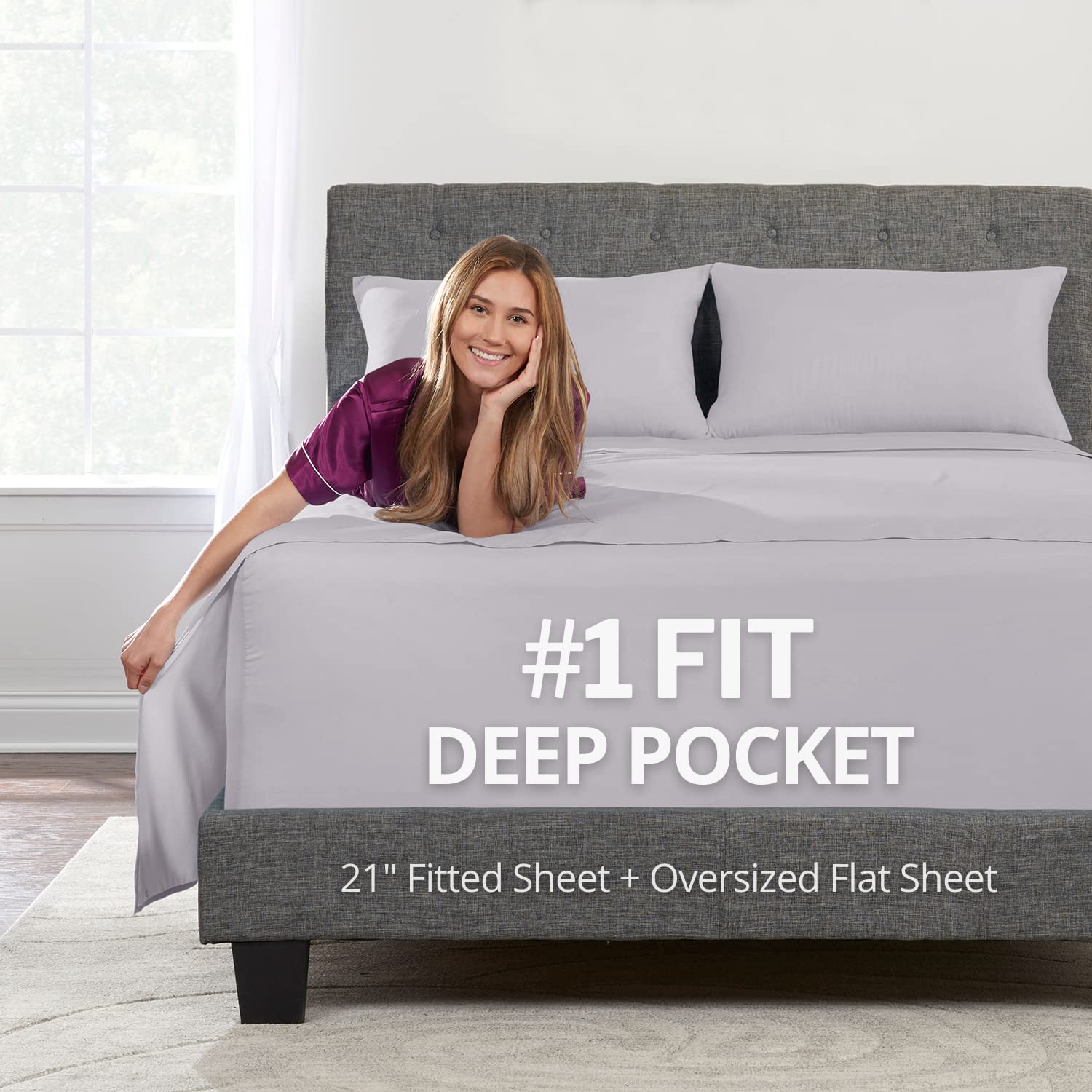 Dealuxe 21'' Sheet Set - Twin 3 Piece Set - Grey Lavender