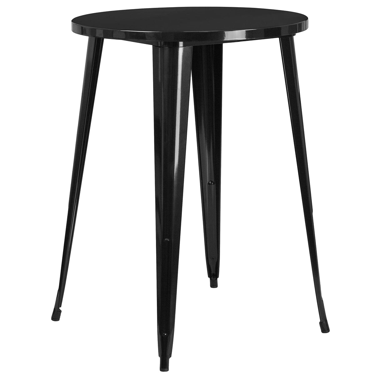 Flash Furniture Commercial Grade 30" Round Black Metal Indoor-Outdoor Bar Table Set with 4 Square Seat Backless Stools