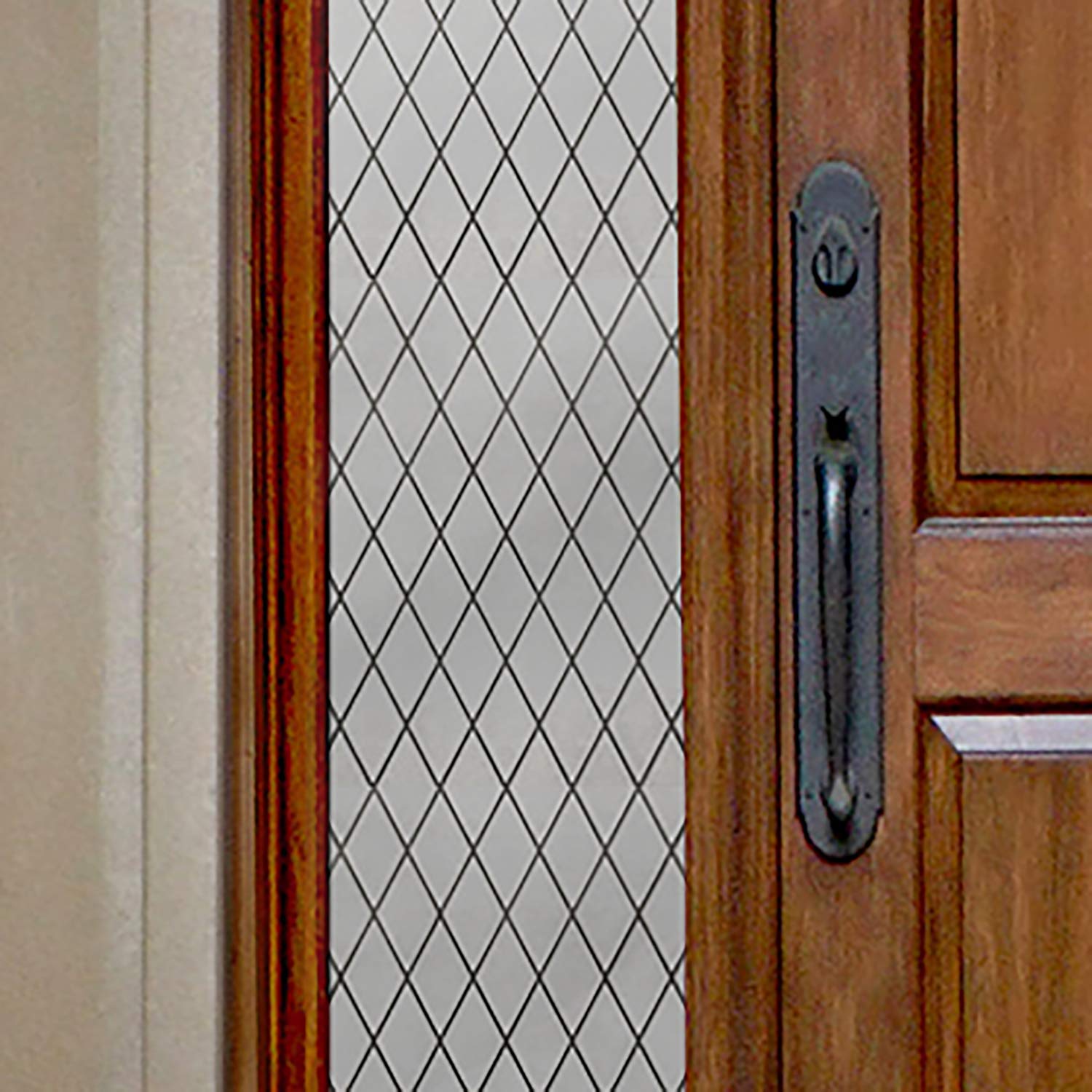 Gila Privacy D  cor Frosted Lattice Sidelights Entryway Residential Window Film DIY Static Cling No Glue No Adhesive 1ft x 6.5ft