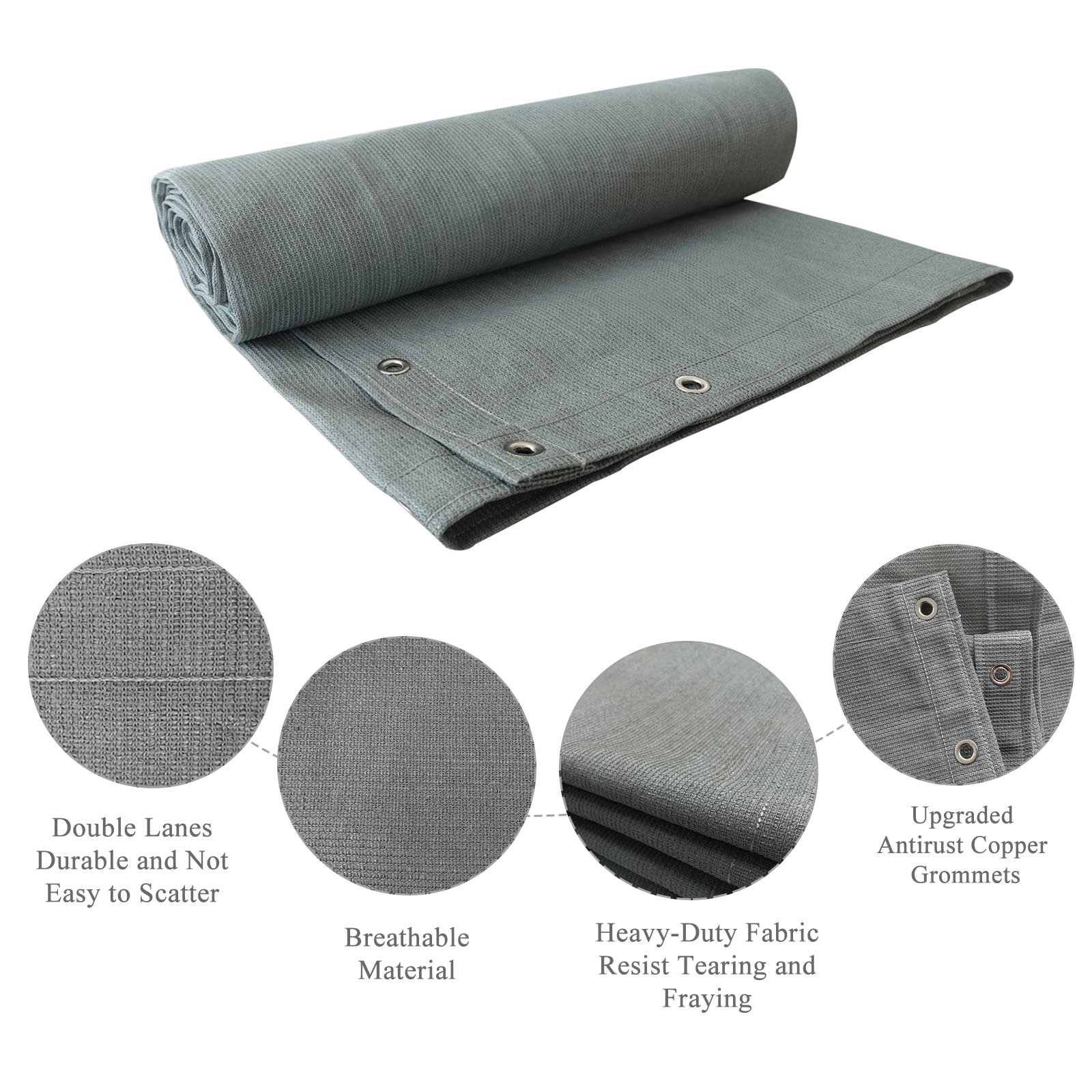 Abosun Outdoor Sun Shade Cloth, 8' X 20', Pergola, Deck, And Backyard Patio Sunshade With Uv Protection, Heat Resistant Hdpe Material, Reinforced Grommets (8X20 Ft, Grey)