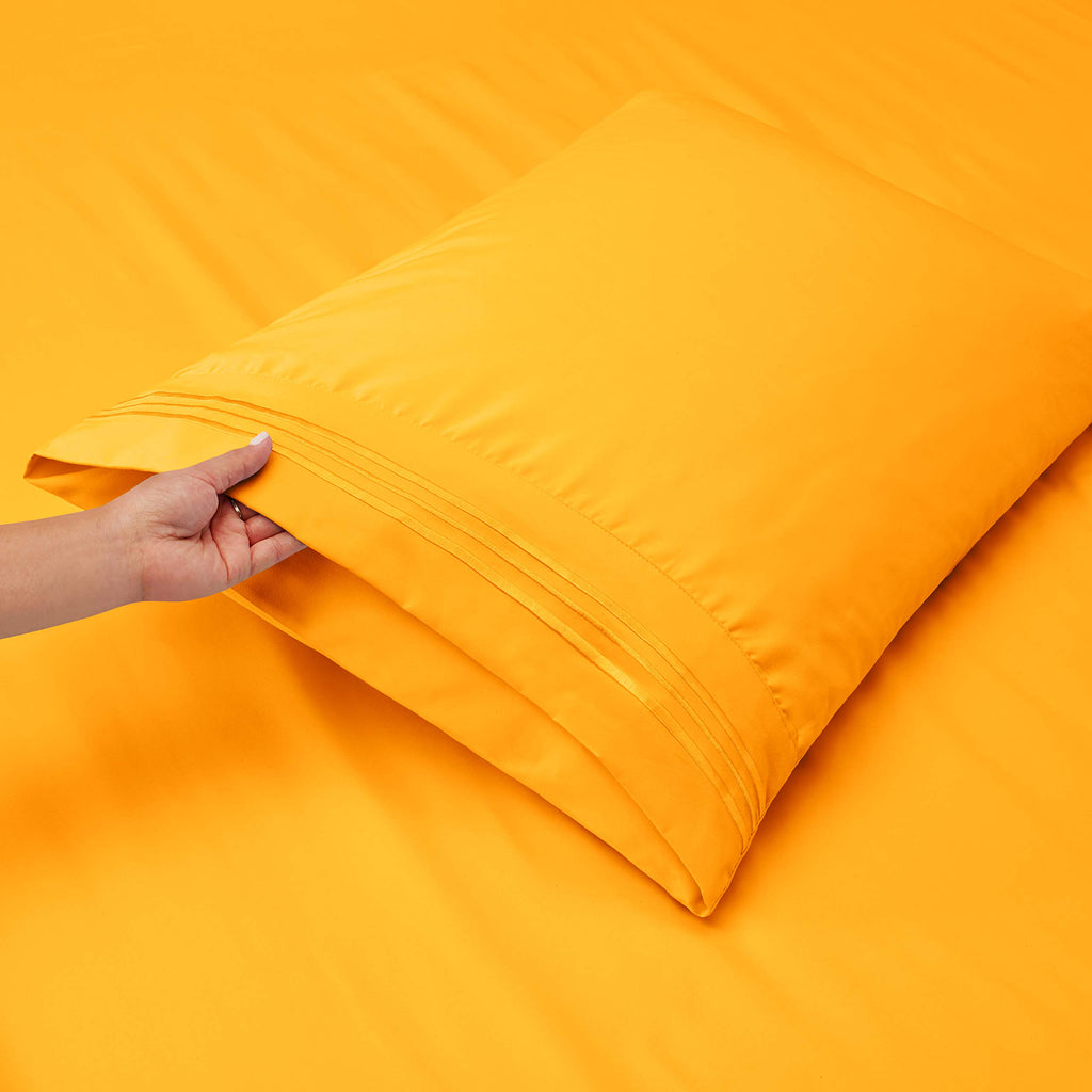 Clara Clark Full Sheets, 6 Piece Set - Hotel Luxury Sheets For Full Size Bed, Super Soft Bedding Sheets & Pillowcases, Full Size Sheets, Yellow