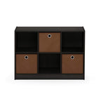 Furinno Basic 3x2 Cube Storage Bookcase Organizer with Bins, Espresso/Brown