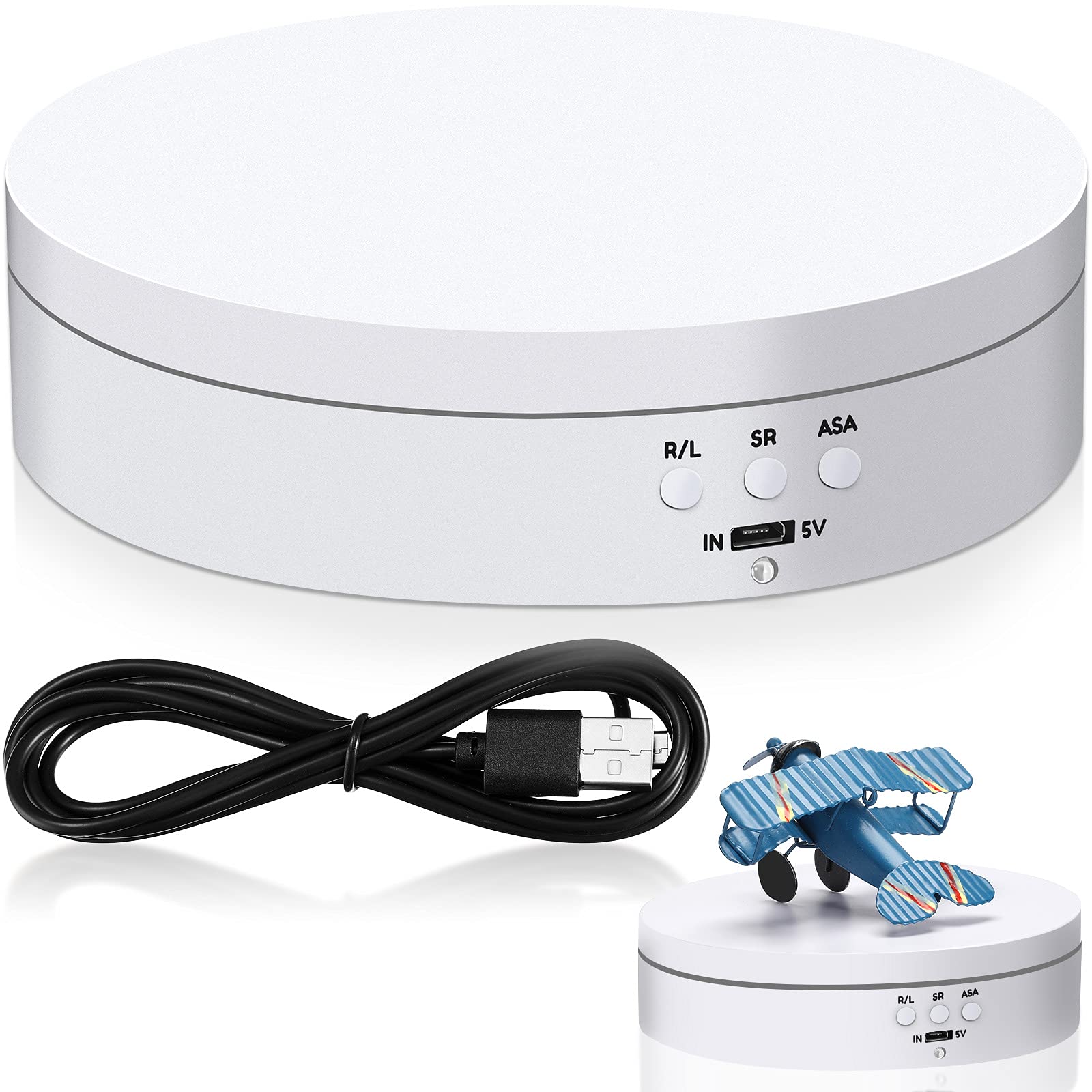 Hicarer Rotating Display Stand 360 Degree Motorized Rotating Display Spinner Turntable Display Stand with USB Power Cable for Ph