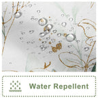 Ruelvth Eucalyptus Shower Curtain, Spring Sage Green And Gold Abstract Leaves Shower Curtain Set For Bathroom Waterproof Fabric