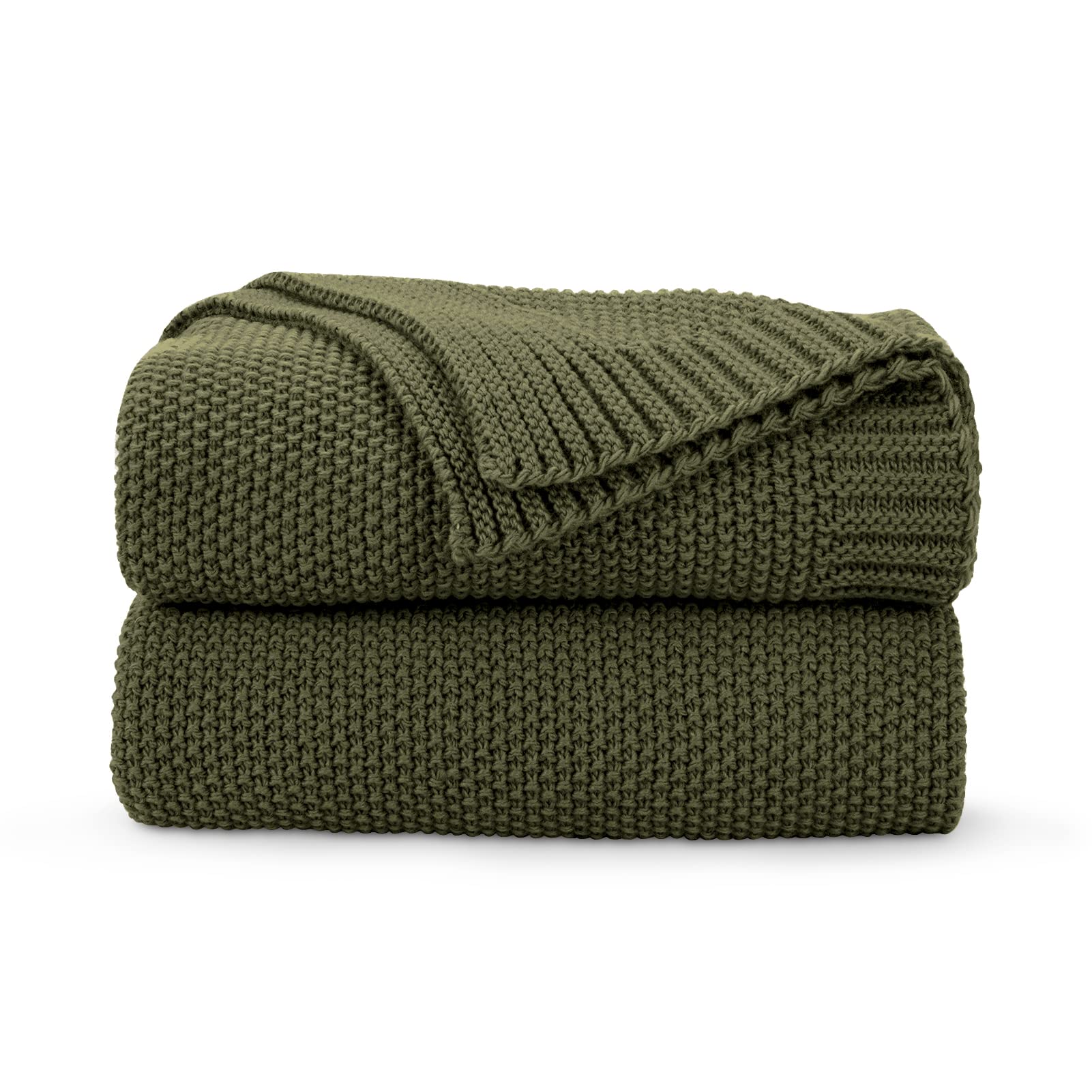 Cozecube Olive Green Throw Blanket For Bed, Soft Cozy Cable Knit Throw Blanket For Twin Bed, Lightweight Warm Decorative Farmhou