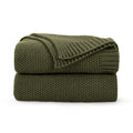 Cozecube Olive Green Throw Blanket For Couch, Soft Cozy Cable Knit Throw Blanket For Bed Sofa Living Room, Lightweight Warm Deco
