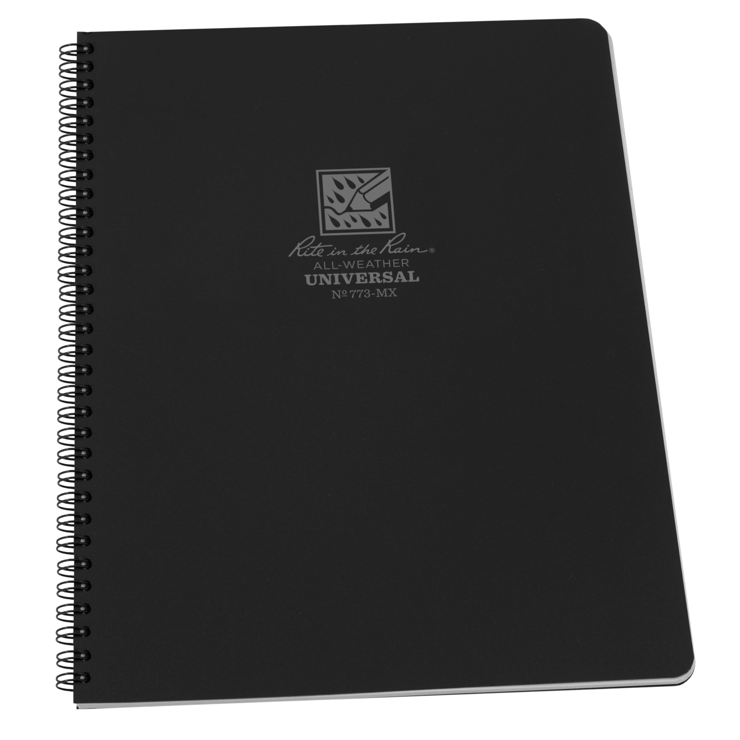 Rite In The Rain Weatherproof Side Spiral Notebook, 8.5' X 11', Black Cover, Universal Page Pattern (No. 773-Mx)