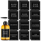 24PCS Waterproof Labels for Glass or Plastic Bottles, Bathroom Hand Soap Shampoo Dispenser Label Stickers, Removable Cleaning La
